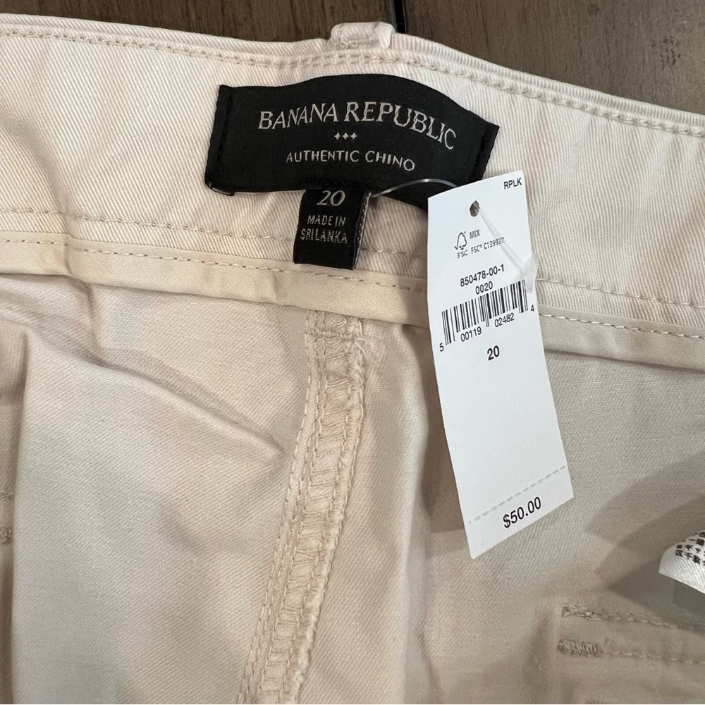 NWT Banana Republic Cream Authentic Chino Tailored Shorts Size 20 #L19 - Picture 13 of 15